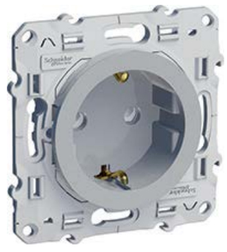 

S53R037 Розетка с з\к шт алюминий Odace Schneider Electric, Odace S53R037