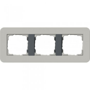 0213422 Рамка с антрацитовой подложкой E3 Серый / Антрацит 3-постовая Gira фото