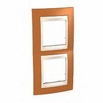 MGU6.004V.569 Рамка Unica Хамелеон оранжевыйевый / Бежевый 2-постовая вертикальная Schneider Electric фото