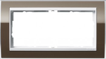 1002763 Рамка без перегородки Event Clear Коричневый / Белый 2-постовая Gira фото