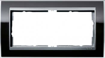 1002736 Рамка без перегородки Event Clear Черный / Алюминий 2-постовая Gira фото