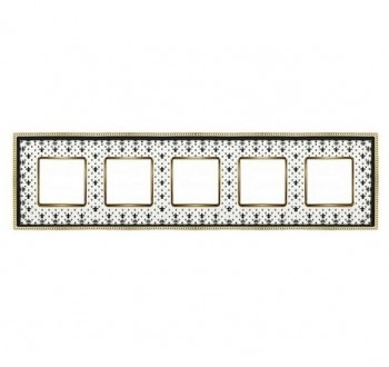 FD01475NEOB Рамка Belle Epoque Porcelain Black lys / bright gold 5-постовая гор/верт. Fede фото