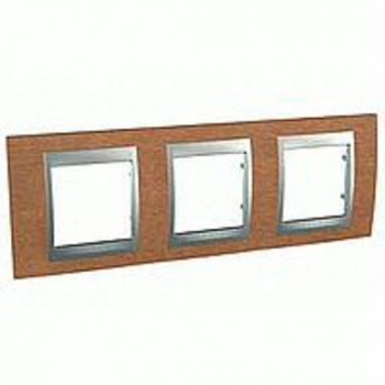 Рамка 3-постовая, вишня/алюминий Schneider Electric Unica Top MGU66.006.0M2 фото
