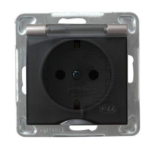 

Ospel Impresja Титан Розетка 1-ая с/з IP44 с крышкой Schuko, без рамки GPH-1YS/m/23/d, Impresja GPH-1YS/m/23/d