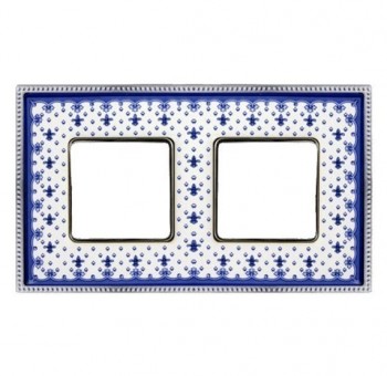 FD01472AZCB Рамка Belle Epoque Porcelain Blue lys / Bright chrome 2-постовая гор/верт. Fede фото