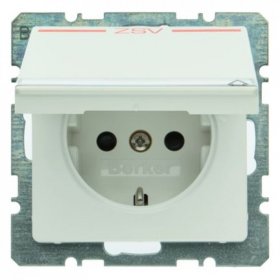 

47526049 Штепсельная розетка SCHUKO, с откидной крышкой, с оттиском, с полем для надписи, Q.1/Q.3, цвет: полярная белизна, с эффектом бархата Berker, Q.7 47526049
