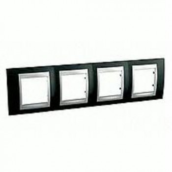 Рамка 4-постовая, родий/алюминий Schneider Electric Unica Top MGU66.008.093 фото