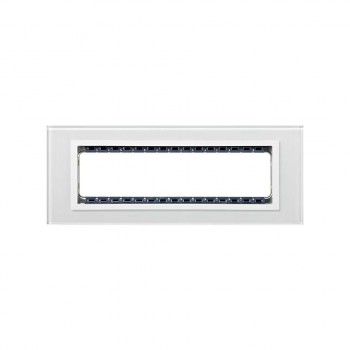 82687-60 Рамка декоративная, (+суппорт), 8 узких (4 широких) модулей, Simon 82 Centralizations, Стекло, натуральный-белый фото