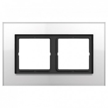 LSP982GLWW Рамка LS Plus Белое стекло 2-постовая Jung фото