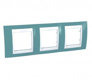 MGU6.006.873 Рамка Unica Хамелеон синий / Белый 3-постовая Schneider Electric фото