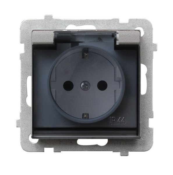 

Ospel Sonata Серебро матовое Розетка 1-ая с/з IP44 с крышкой Schuko, без рамки GPH-1RS/m/38/d, Sonata GPH-1RS/m/38/d