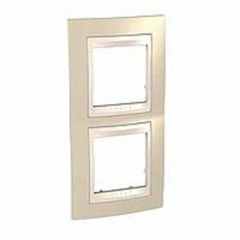 MGU6.004V.567 Рамка Unica Хамелеон песчаный / Бежевый 2-постовая вертикальная Schneider Electric фото