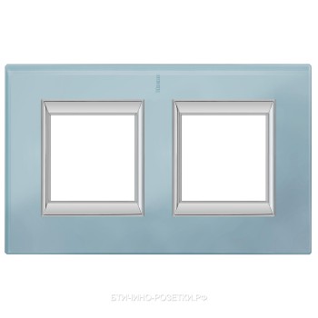 HA4802/2VZS Рамка Axolute прямоугольная вертикальная, 2+2 модуля (Голубое стекло) Bticino фото