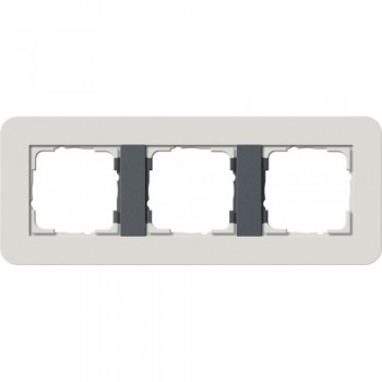 0213421 Рамка с антрацитовой подложкой E3 Светло-серый / Антрацит 3-постовая Gira фото
