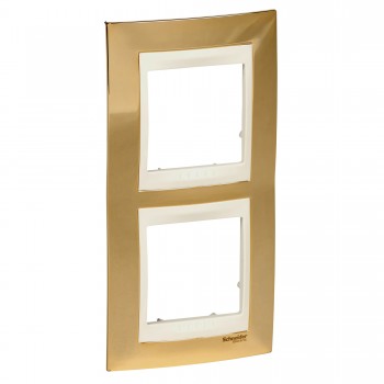 MGU66.004V.504 Рамка Unica Хамелеон Золото / Бежевый 2-постовая вертикальная Schneider Electric фото