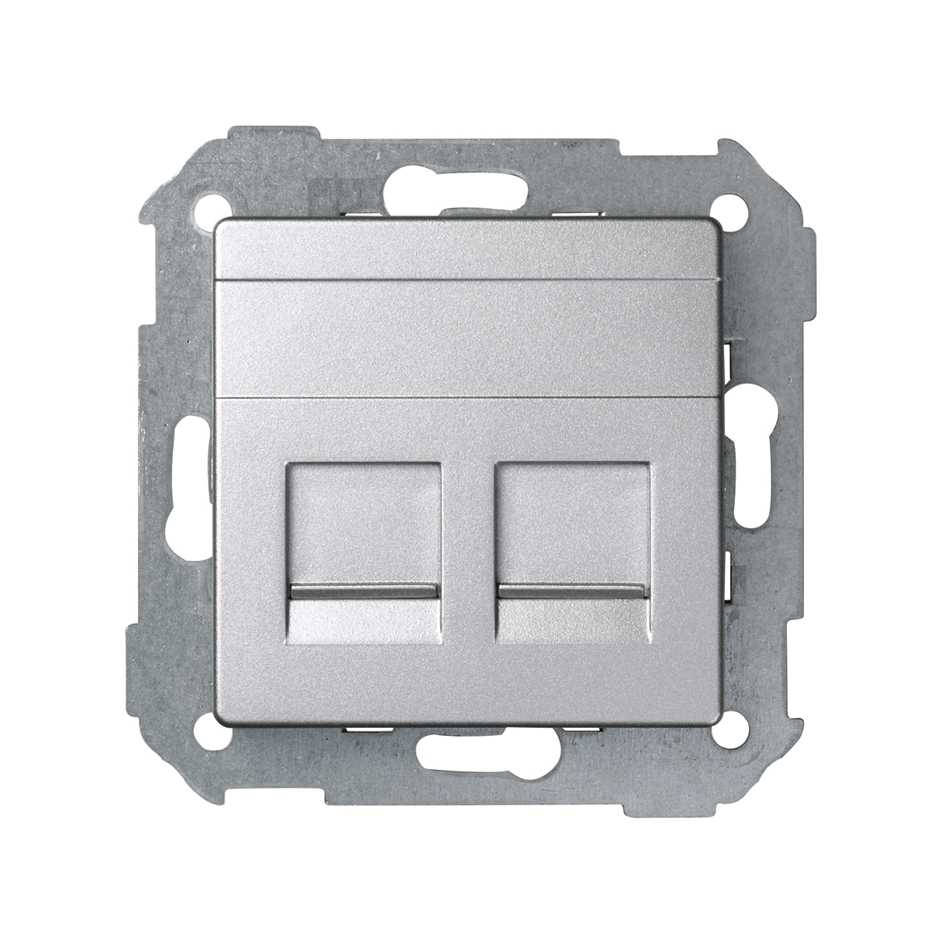 

82006-93 Адаптер со шторками на 2 коннектора UTP (RJ45), FTP (RJ45), RJ12, AMP, S82 Detail алюминий Simon, 82006-93