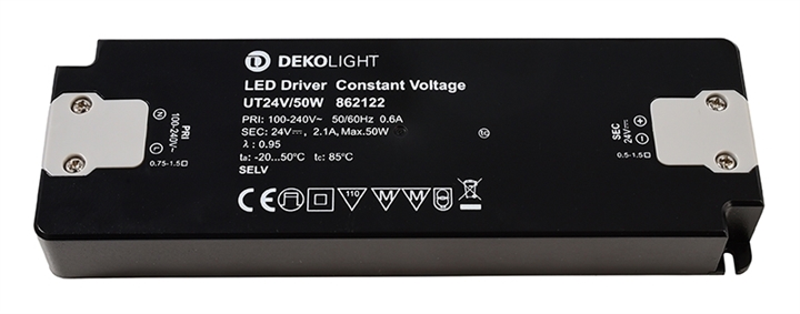 

Блок питания Deko-Light FLAT, UT24V/50W 862122, Чёрный, Eingangsspannung 862122