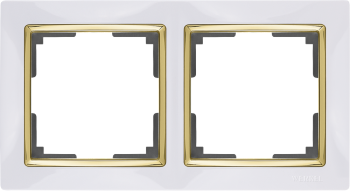 W0021933 Рамка на 2 поста (белый/золото) Snabb Werkel a051663 фото