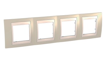 MGU6.008.567 Рамка Unica Хамелеон песчаный / Бежевый 4-постовая Schneider Electric фото