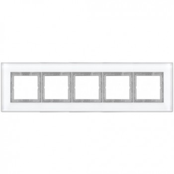LSP985GLWW Рамка LS Plus Белое стекло 5-постовая Jung фото