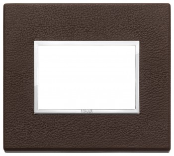 21653.22 Рамка Eikon Evo табак натуральная кожа 3-модульная Vimar фото