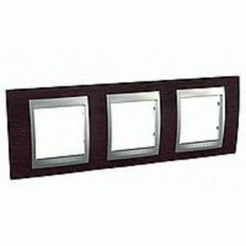 Рамка 3-постовая, венге/алюминий Schneider Electric Unica Top MGU66.006.0M3 фото