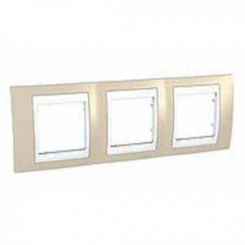 MGU6.006.867 Рамка Unica Хамелеон песчаный / Белый 3-постовая Schneider Electric фото