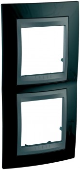Рамка 2-постовая вертикальная, родий/графит Schneider Electric Unica Top MGU66.004V.293 фото