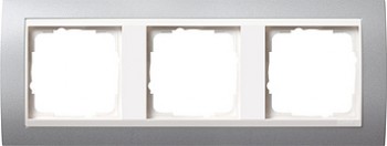 0213326 Рамка Event Алюминий / Белый 3-постовая Gira фото