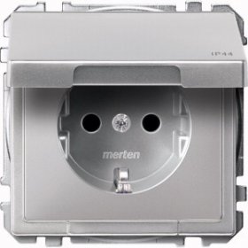 

MTN2314-4060 Механизм розетки с заземлением с крышкой IP 44,алюминий Merten, Artec MTN2314-4060