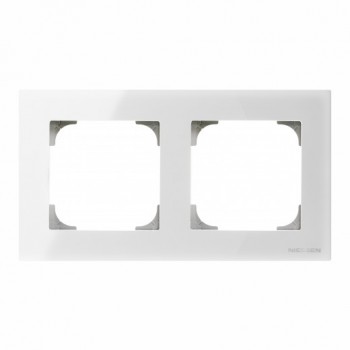 Рамка 2-постовая, белое стекло ABB Sky 8572 CB фото