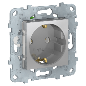 NU505630 Розетка с заземлением,без шторок,с быстрозажимными клеммами, Алюминий Schneider Electric фото