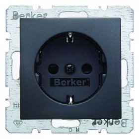 

47231606 Штепсельная розетка SCHUKO цвет: антрацит, матовый B.1/B.3/B.7 Glas Berker, S.1 47231606