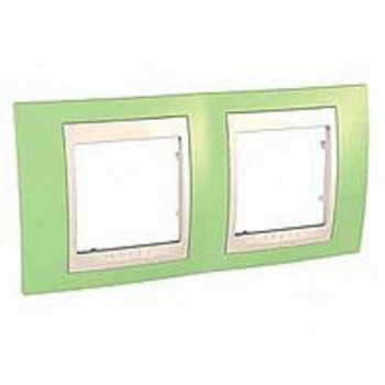 MGU6.004.563 Рамка Unica Хамелеон зеленое яблоко / Бежевый 2-постовая Schneider Electric фото