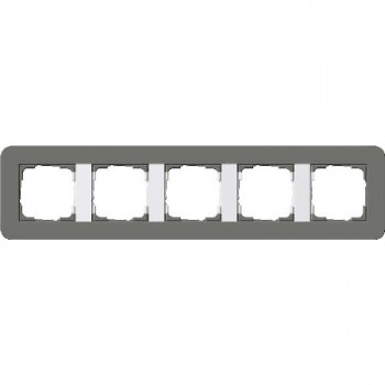 0215413 Рамка с белой подложкой E3 Темно-серый / Белый 5-постовая Gira фото