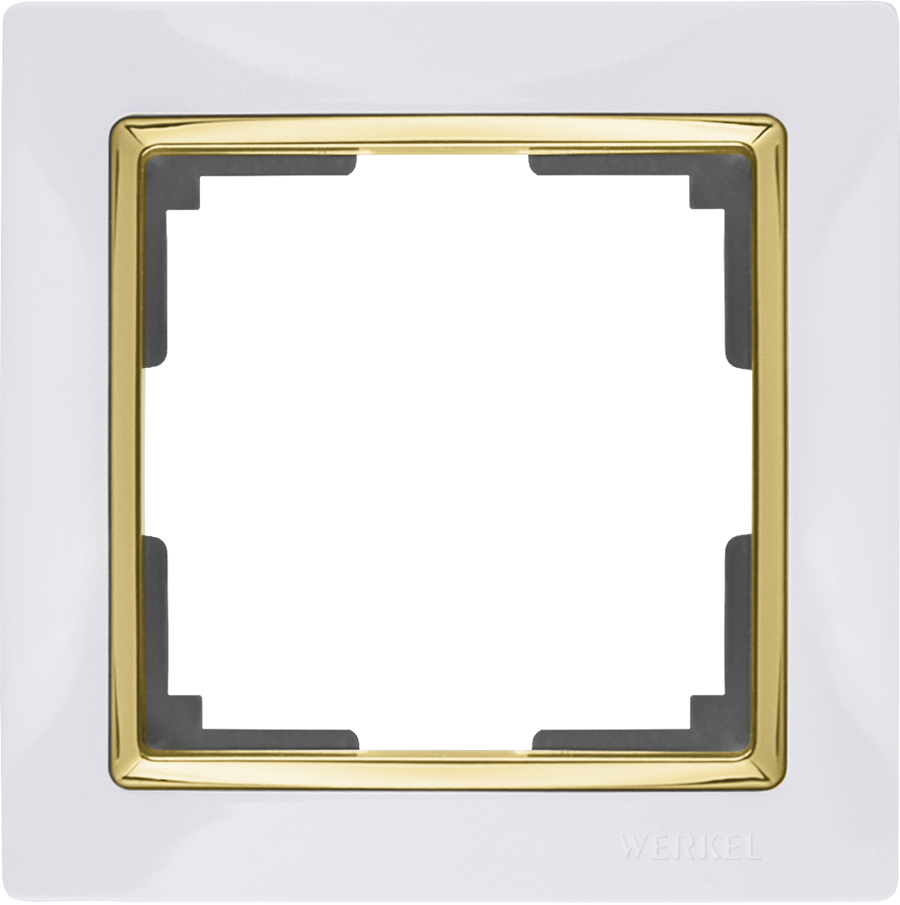 

WL03-Frame-01-white-GD Рамка на 1 пост (белый/золото) Snabb Werkel a035252, Snabb WL03-Frame-01-white-GD a035252