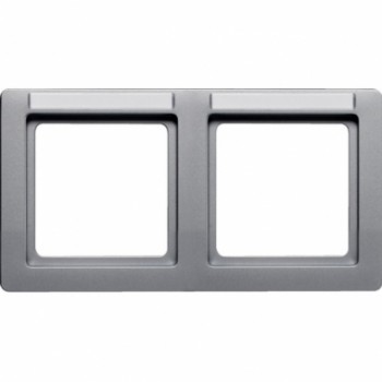 10226014 Рамка с полем для надписей Q.1 Алюминий с эффектом бархата 2-постовая Berker фото