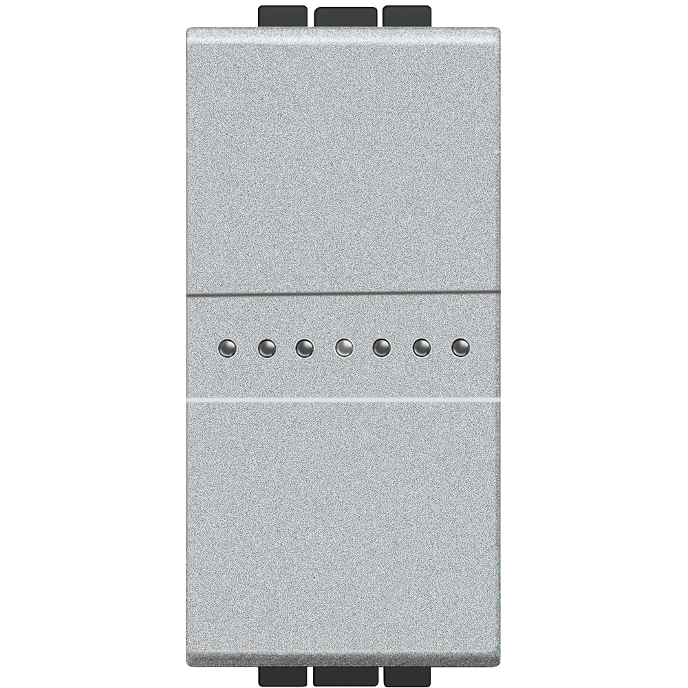 

NT4055AN Кнопочный выключатель AXIAL, 16 А 250 В~ 1 модуль. Цвет Алюминий. Bticino Livinglight, LivingLight Air NT4055AN