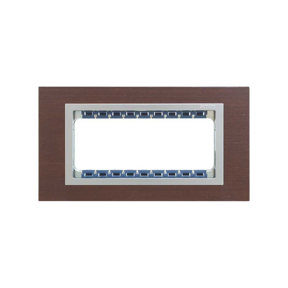 

82957-65 Рамка декоративная, (+суппорт), 5 узких (2 широких+1 узкий) модулей, Simon 82 Centralizations, Дерево, венге-алюминий, 82957-65