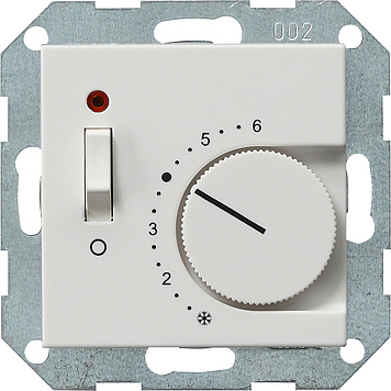 

039303 Терморегулятор с размыкающим контактом 24V/10 (4)A и контрольной лампой белый матовый Белый Gira, Studio 039327