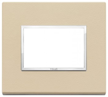 21653.21 Рамка Eikon Evo Кремовая натуральная кожа 3-модульная Vimar фото