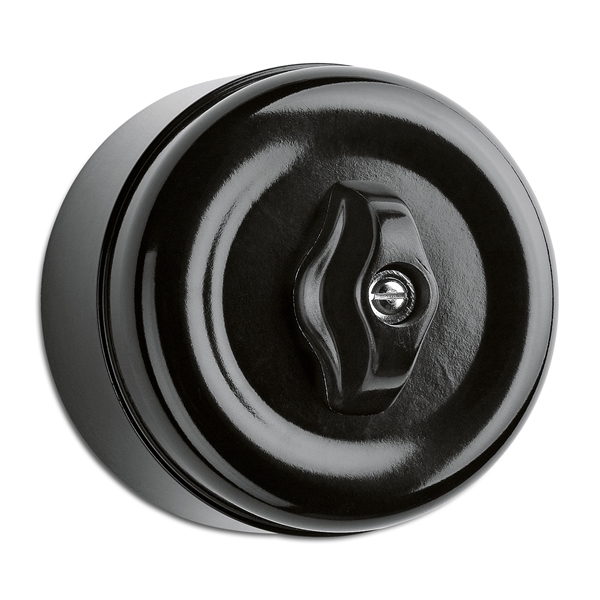 

186891 Накладной поворотный выключатель IP20 Bakelite 10A, 10 AX, AC 250V Bakelite. Безвинтовые зажимы. Выключатель на 2 цепи (двухклавишный) THPG, Bakelite 186891