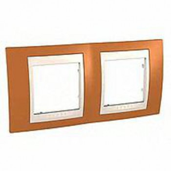 MGU6.004.569 Рамка Unica Хамелеон оранжевыйевый / Бежевый 2-постовая Schneider Electric фото