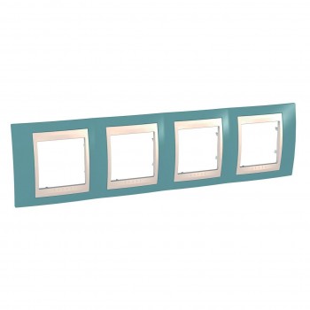 MGU6.008.573 Рамка Unica Хамелеон синий / Бежевый 4-постовая Schneider Electric фото