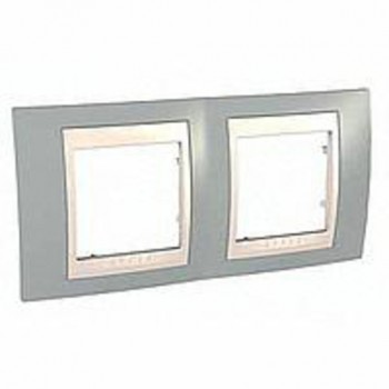 MGU6.004.565 Рамка Unica Хамелеон серый / Бежевый 2-постовая Schneider Electric фото