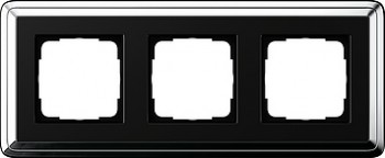 0213642 Рамка Classix Хром / Черный 3-постовая Gira фото