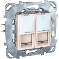 MGU5.2424.25ZD Компьютерная розетка 2хRJ45 кат. 6, с полем для надписи бежевый Schneider Electric фото