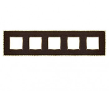 FD01455WOB Рамка Belle Epoque Wood Wenge / Bright gold 5-постовая гор/верт. Fede фото