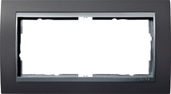 100281 Рамка без перегородки Event Черный / Алюминий 2-постовая Gira фото