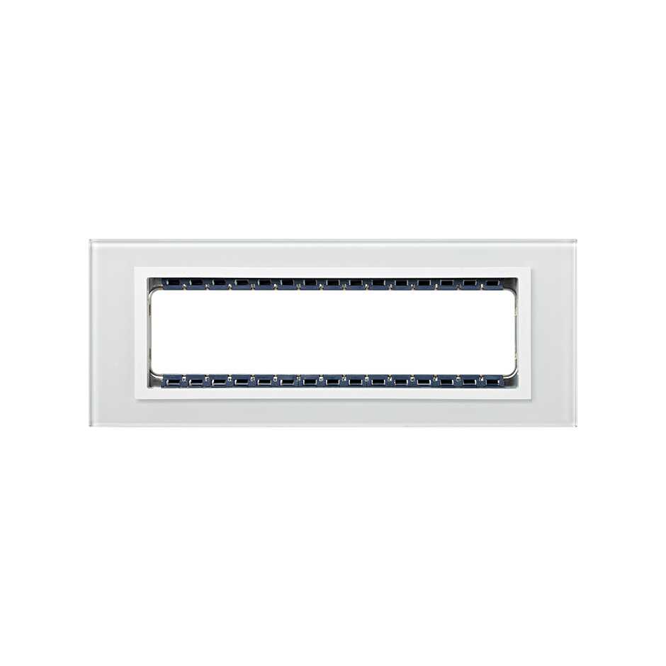 

82687-60 Рамка декоративная, (+суппорт), 8 узких (4 широких) модулей, Simon 82 Centralizations, Стекло, натуральный-белый, 82687-60